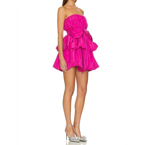 NEW LOVESHACKFANCY gallant mini dress in fuschia red - Picture 2 of 3